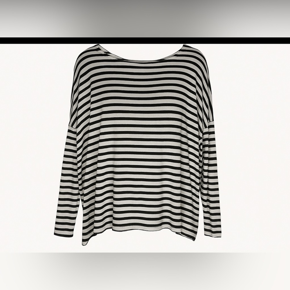 Hatch Grey and White Striped Long Sleeve Maternity Top Size Small